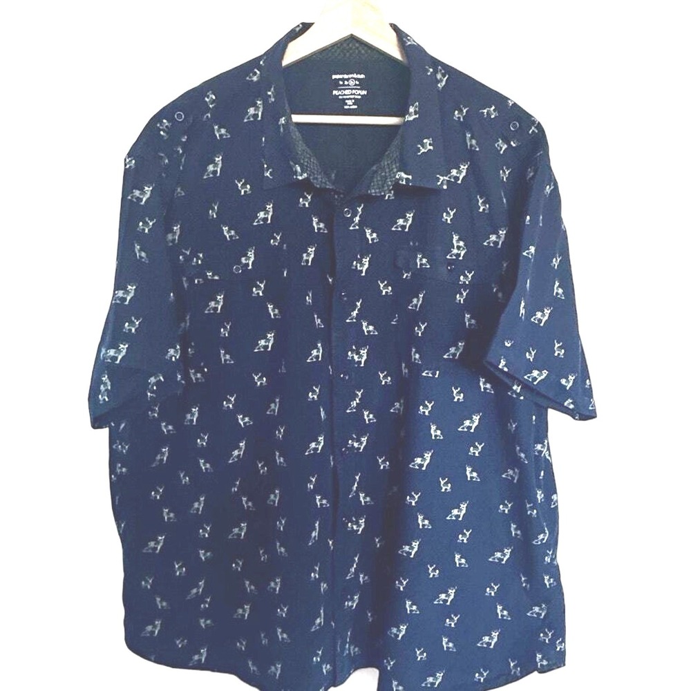 Paper Denim & Cloth Men's Casual Deers Print Button Up Short Sleeve Shirt Sz 3XL